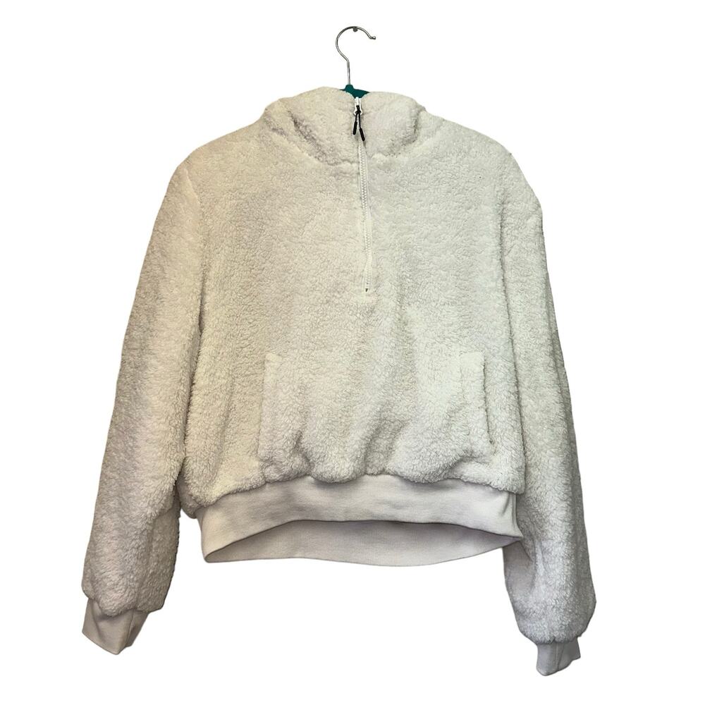 Iceburg Sherpa Hoodie Pullover White‎ Fleece Half Zip Jacket L